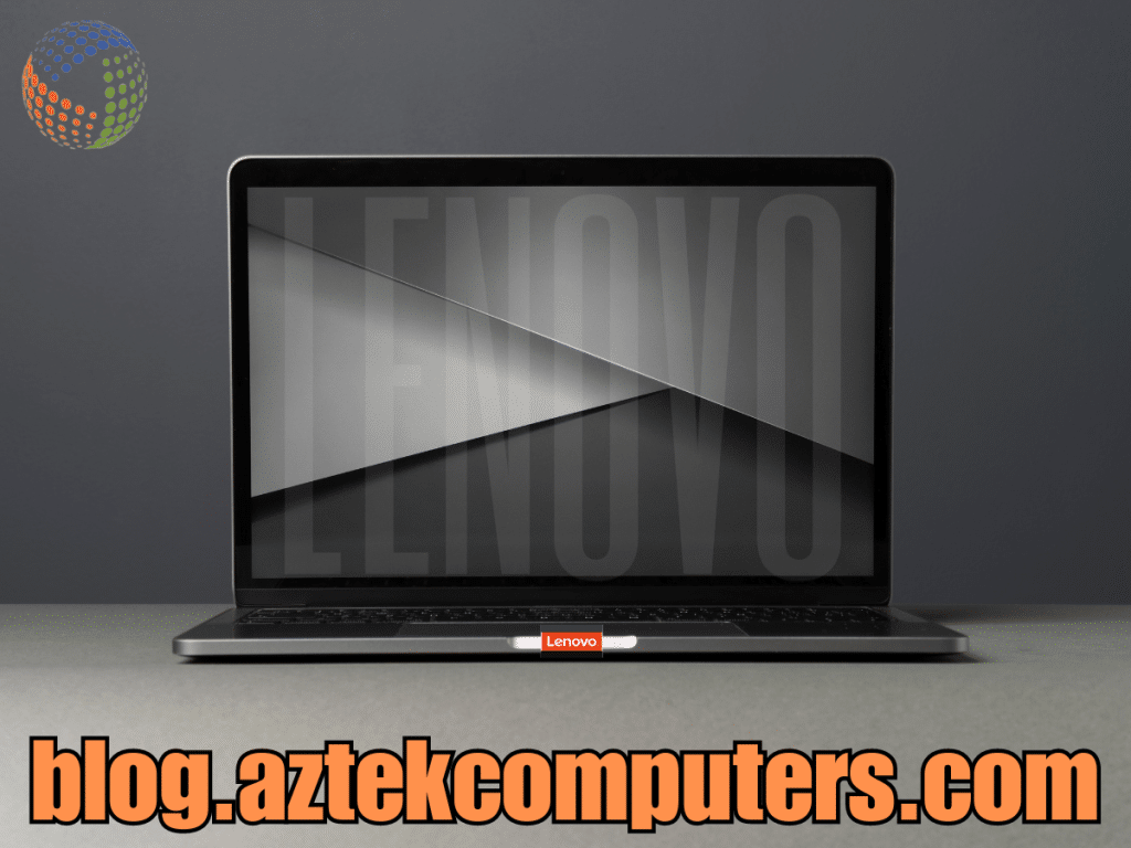 Lenovo Laptop with a grey background