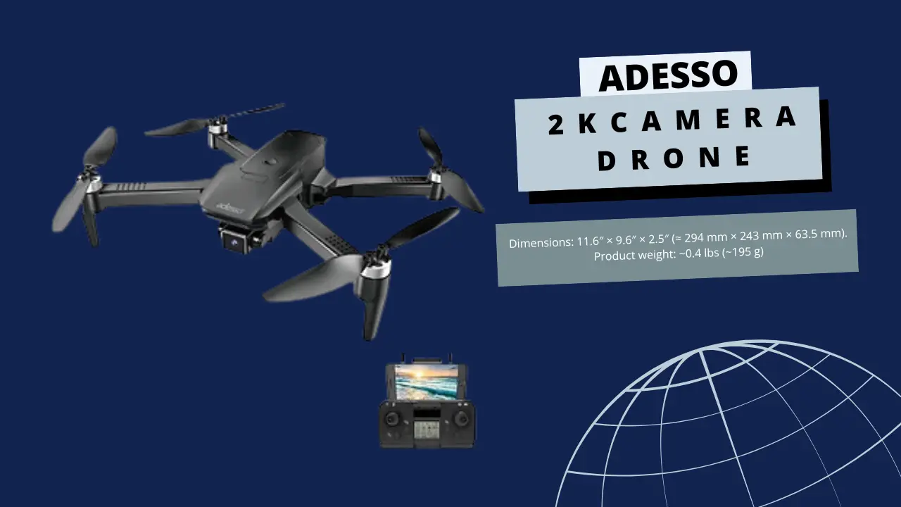 Close-up of Adesso 2K Camera Drone camera lens