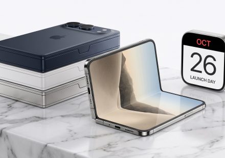 Apple iPhone Duo foldable smartphone showing its outer and inner displays