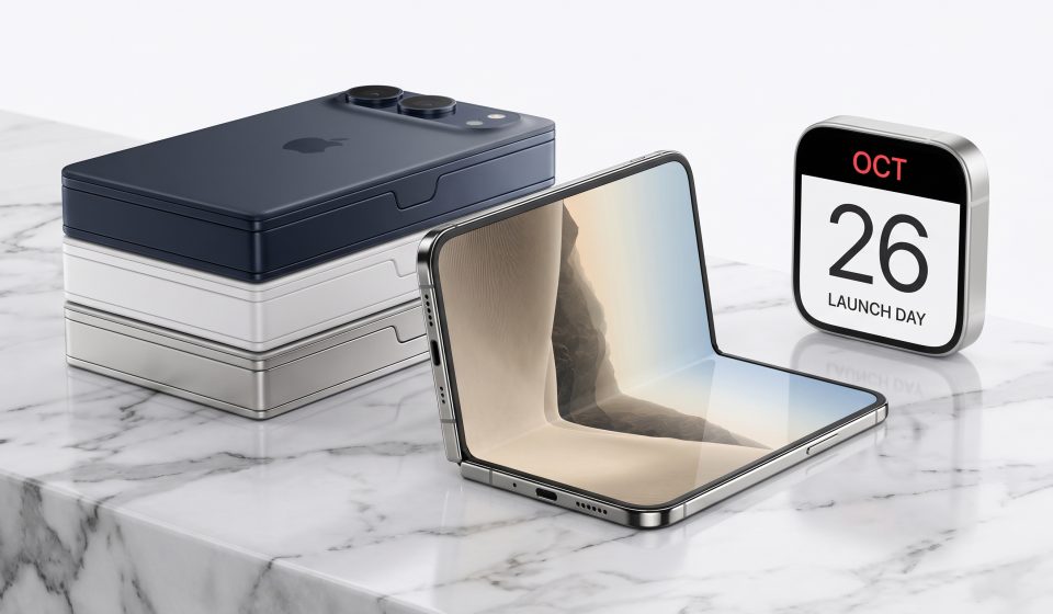 Apple iPhone Duo foldable smartphone showing its outer and inner displays