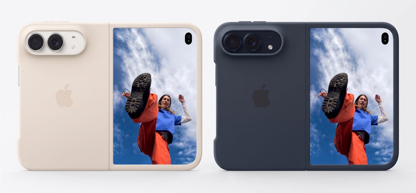 Official Apple iPhone Duo Case in Sand and Navy Blue for the foldable iPhone