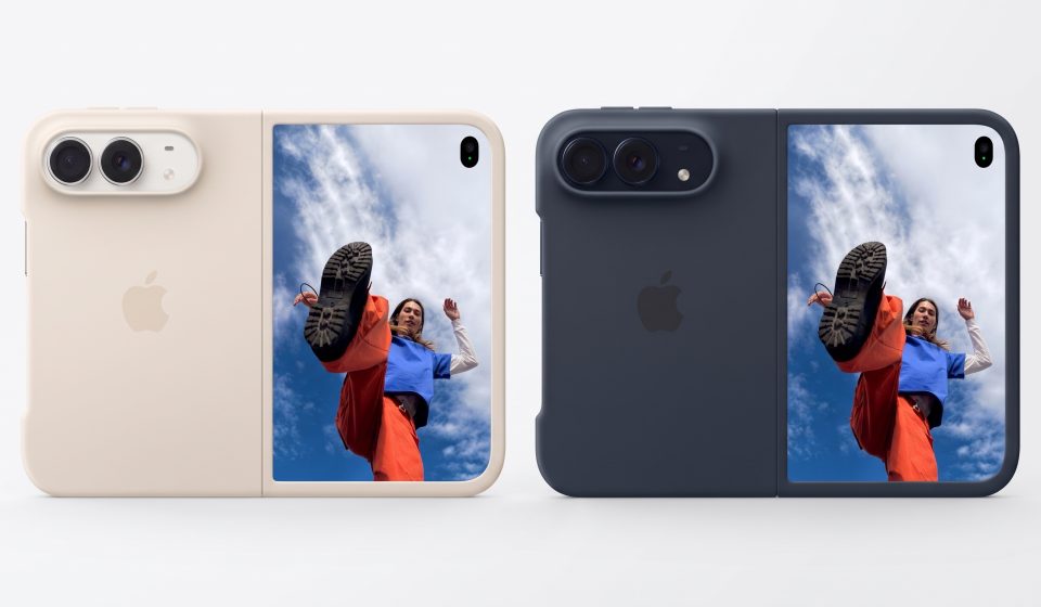 Official Apple iPhone Duo Case in Sand and Navy Blue for the foldable iPhone