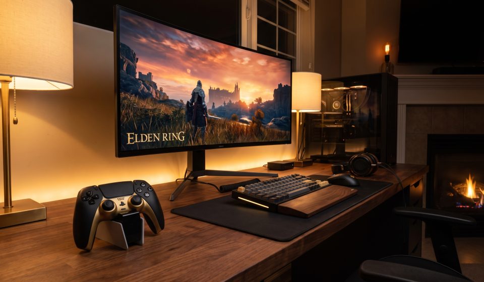 PlayStation gaming setup with controller and game library selection