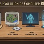 Fantasy and science-fiction RPG imagery representing BioWare's history and influence
