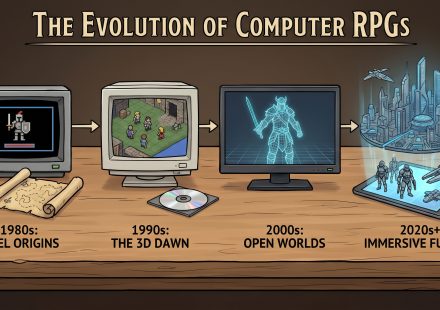 Fantasy and science-fiction RPG imagery representing BioWare's history and influence