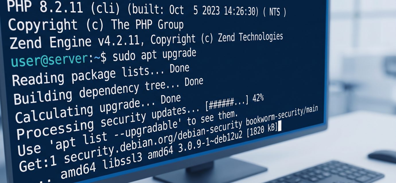 Developer checking PHP runtime version in a terminal
