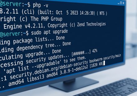 Developer checking PHP runtime version in a terminal