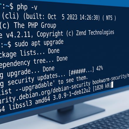 Developer checking PHP runtime version in a terminal