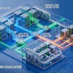 AI data center architecture showing GPU servers, networking, storage, electrical power and cooling