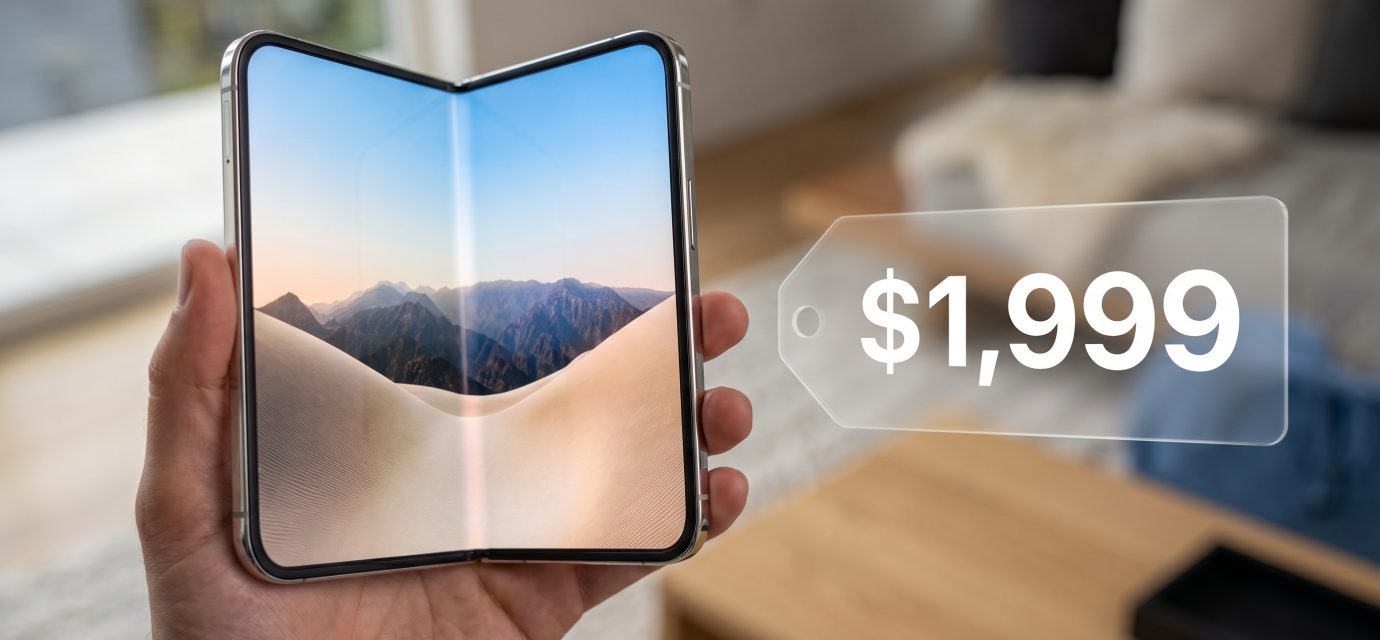 Apple iPhone Duo foldable smartphone open and closed showing its dual-display design