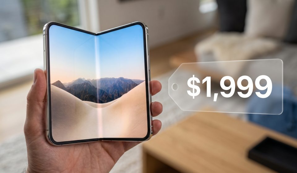 Apple iPhone Duo foldable smartphone open and closed showing its dual-display design