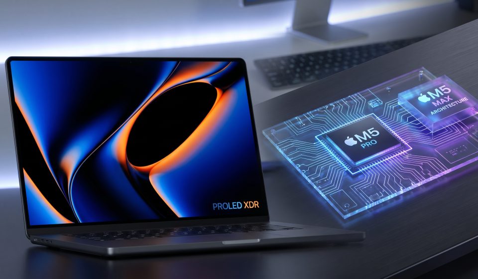New 2026 MacBook Pro showing its tandem OLED PROLED XDR touchscreen