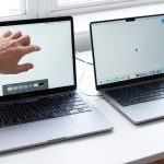 Comparison of touchscreen and traditional MacBook Pro laptop displays
